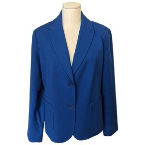 Womens Talbots Royal Blue Classic Two Button Blazer Office Suit Jacket Formal 14